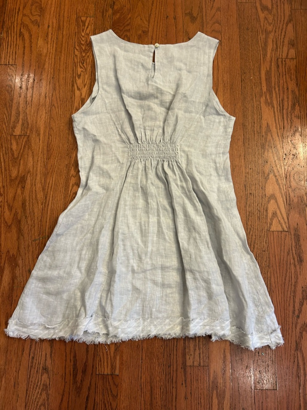 Tempo Paris Linen Dress Raw Hem Light Denim Blue Sleeveless Large - Picture 4 of 10